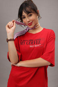 Zivame Devil Wears Prada Knit Cotton Loungewear Short Set - Flame Scarlet — thumbnail 2